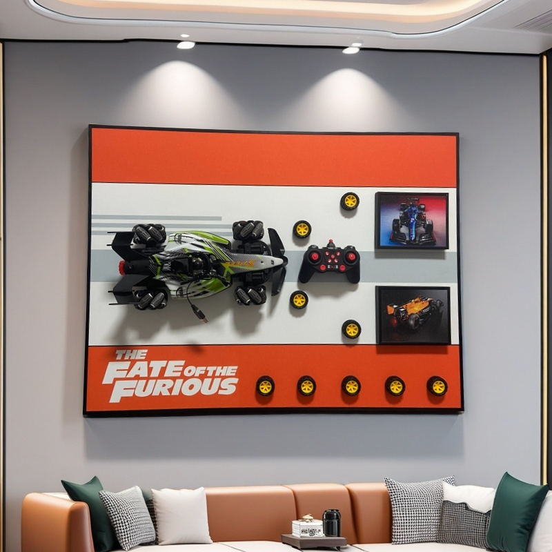 3D RC Car Wall Art - Fast & Furious Inspired | Detachable Remote Control Race Car | 60x90cm Racing Decor