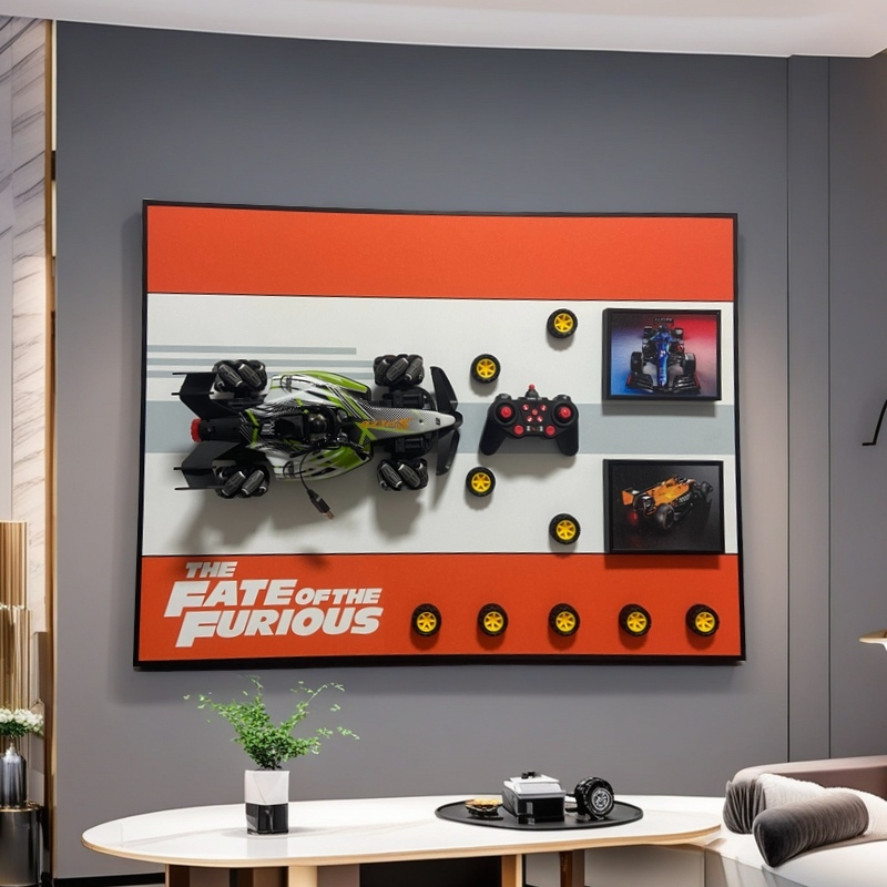 3D RC Car Wall Art - Fast & Furious Inspired | Detachable Remote Control Race Car | 60x90cm Racing Decor